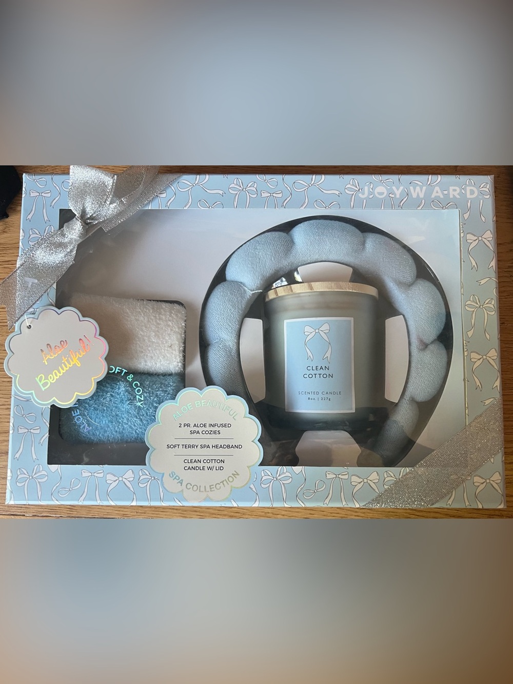 Spa Set w/ Aloe Infused Cozy Socks, Candle, & Spa Headband